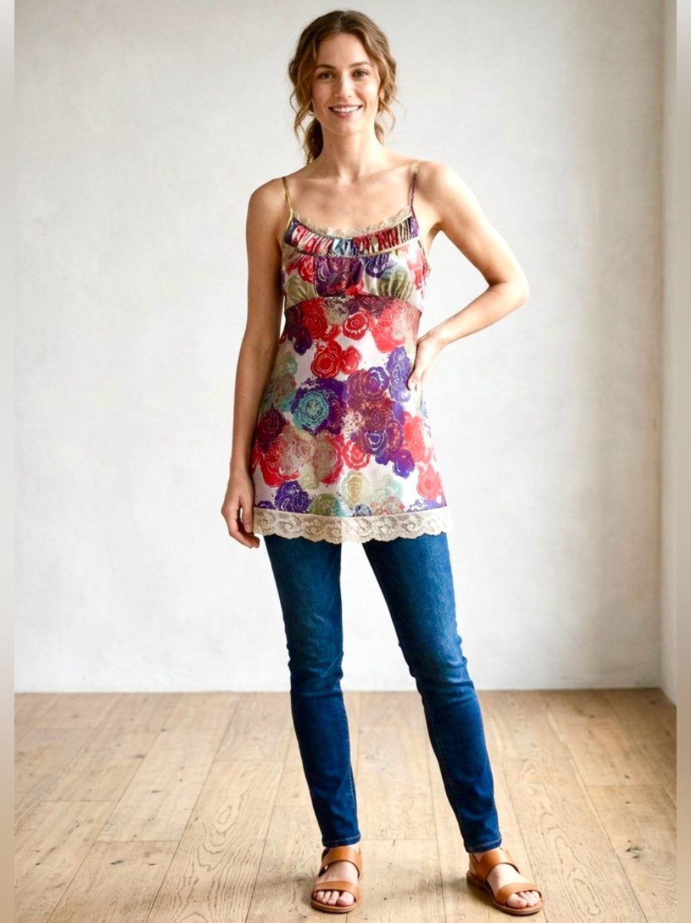Like new DKNY Floral Tunic Top